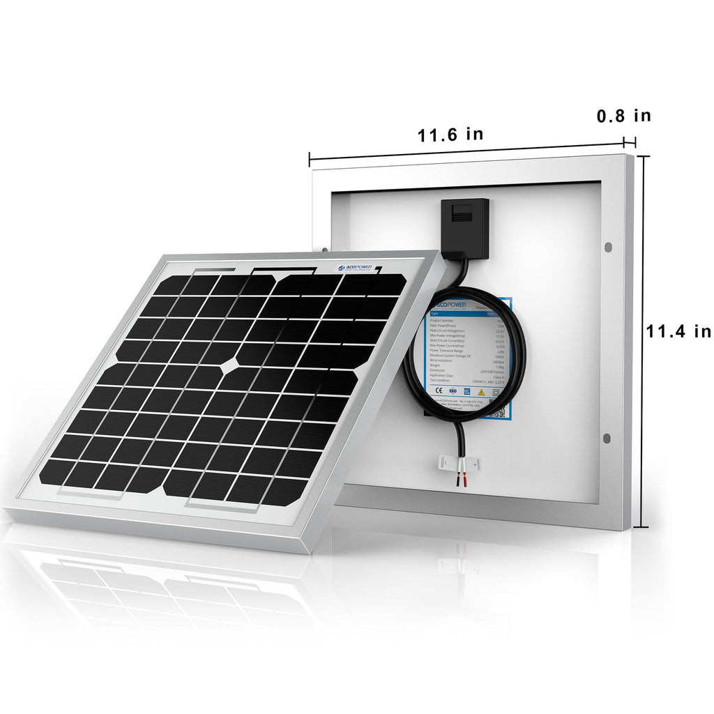 10 Watt 12 Volt Monocrystalline Solar Panel - The Chrome Cart
