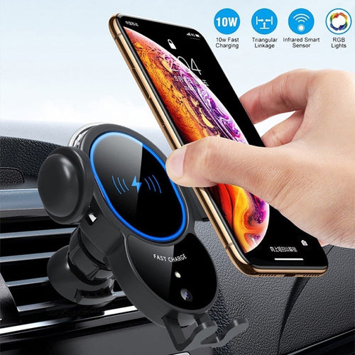 10W Wireless Automatic Clamping Mount Fast Charger For Your Car - The Chrome Cart