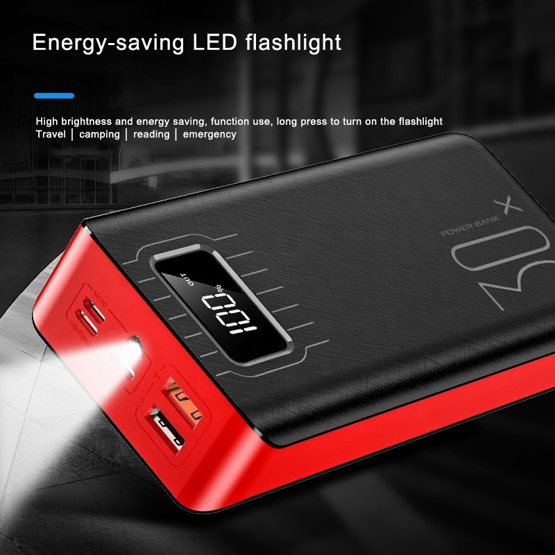 20000mAh External Battery Power Bank Dual USB With LED Flashlight - The Chrome Cart