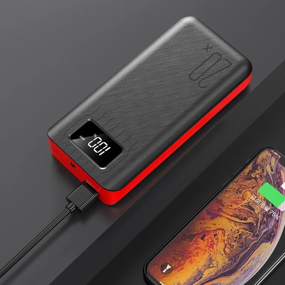 20000mAh External Battery Power Bank Dual USB With LED Flashlight - The Chrome Cart