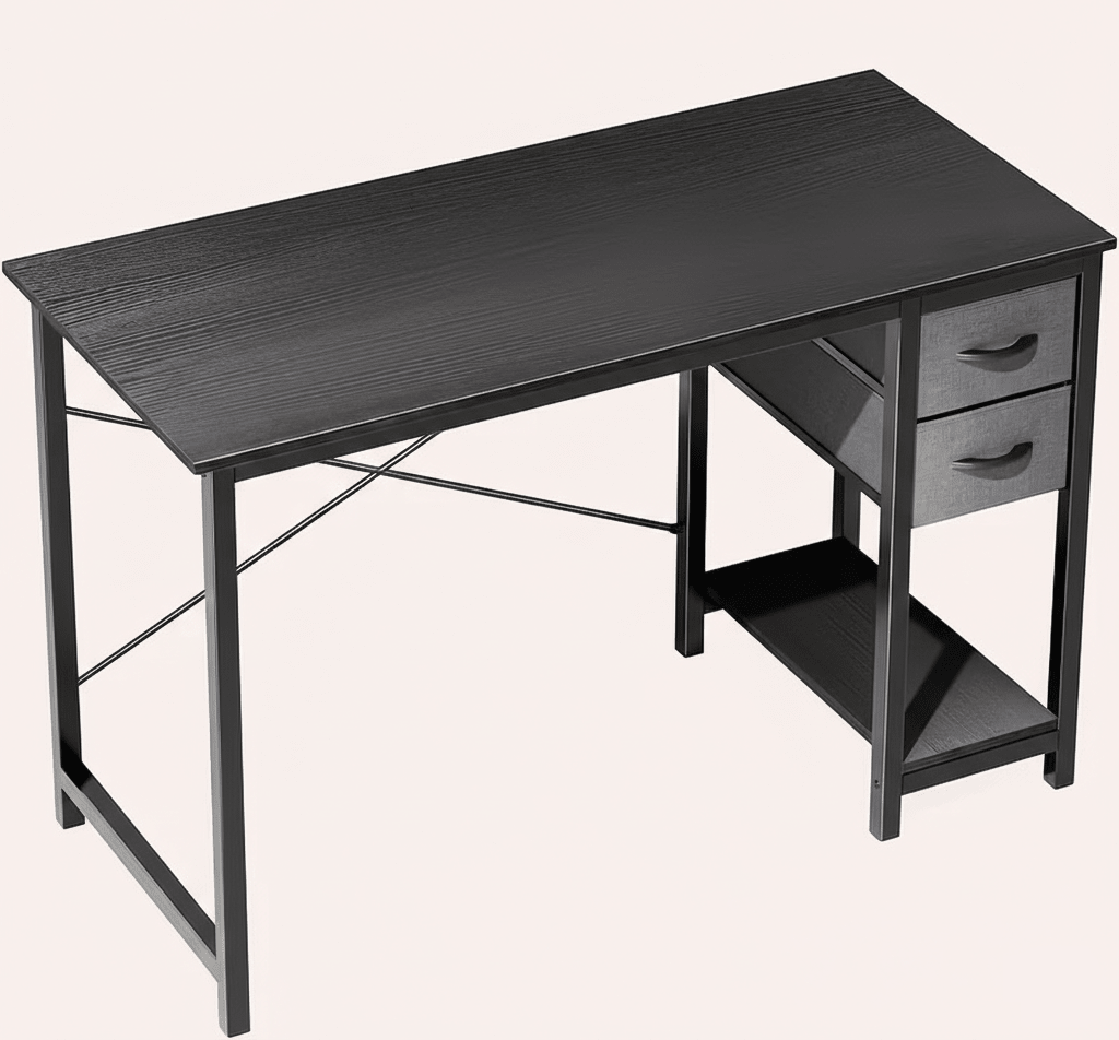 40/47 Inch Computer Desk with Fabric Storage Drawers, Modern Home Office Table - The Chrome Cart