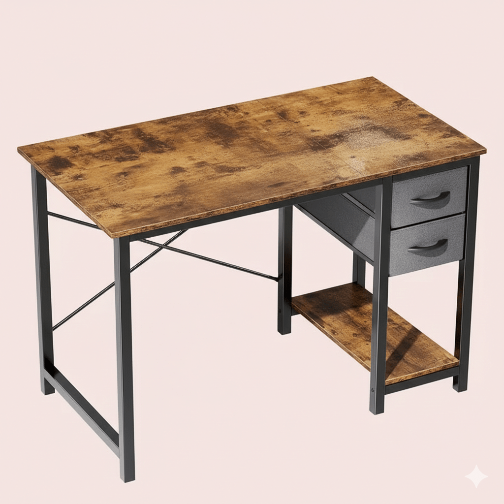 40/47 Inch Computer Desk with Fabric Storage Drawers, Modern Home Office Table - The Chrome Cart
