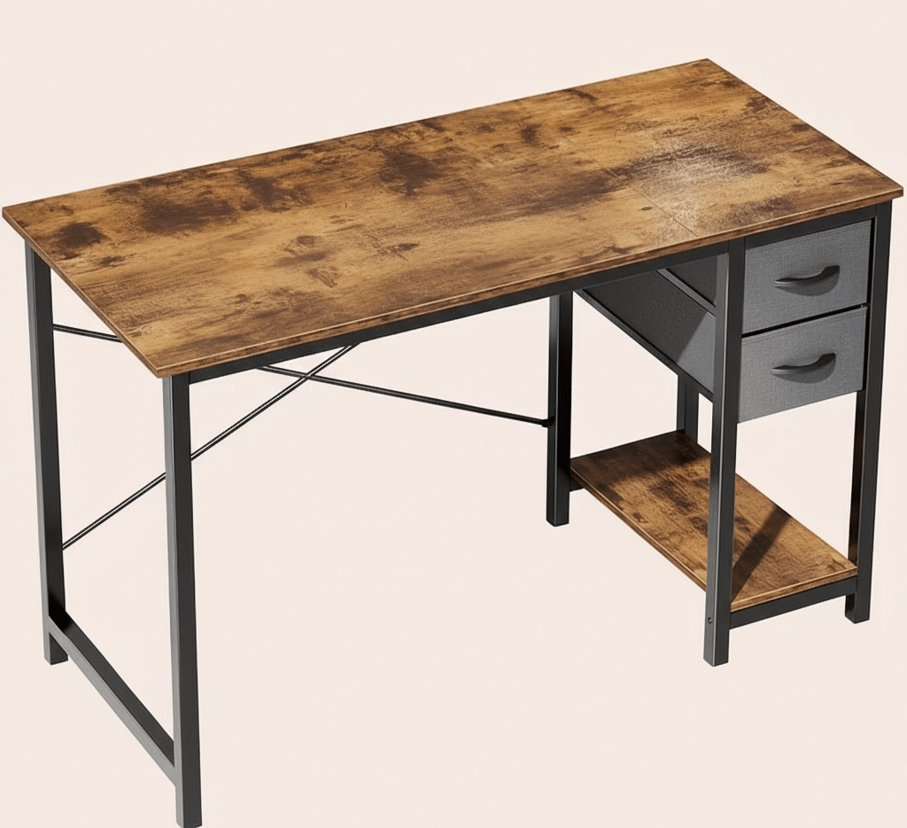 40/47 Inch Computer Desk with Fabric Storage Drawers, Modern Home Office Table - The Chrome Cart