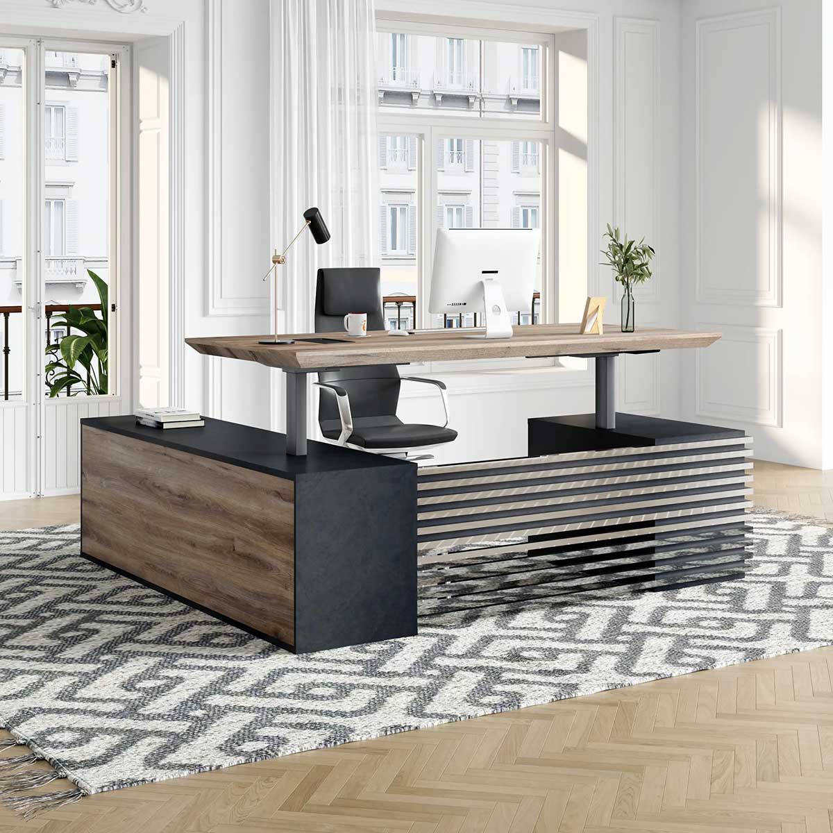 Anderson · L-Shaped Executive Standing Desk, Adjustable Height
