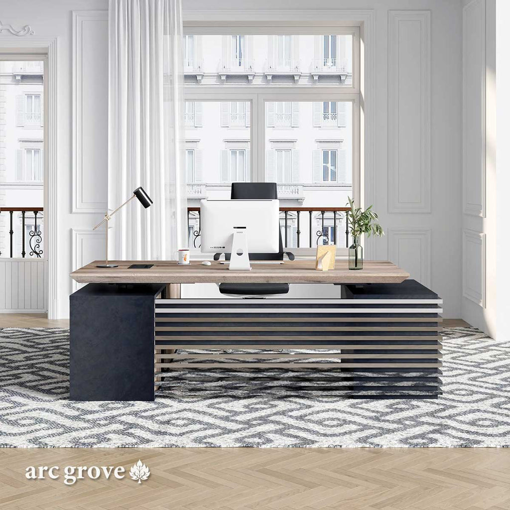 Anderson · L - Shaped Executive Standing Desk, Adjustable Height - The Chrome Cart