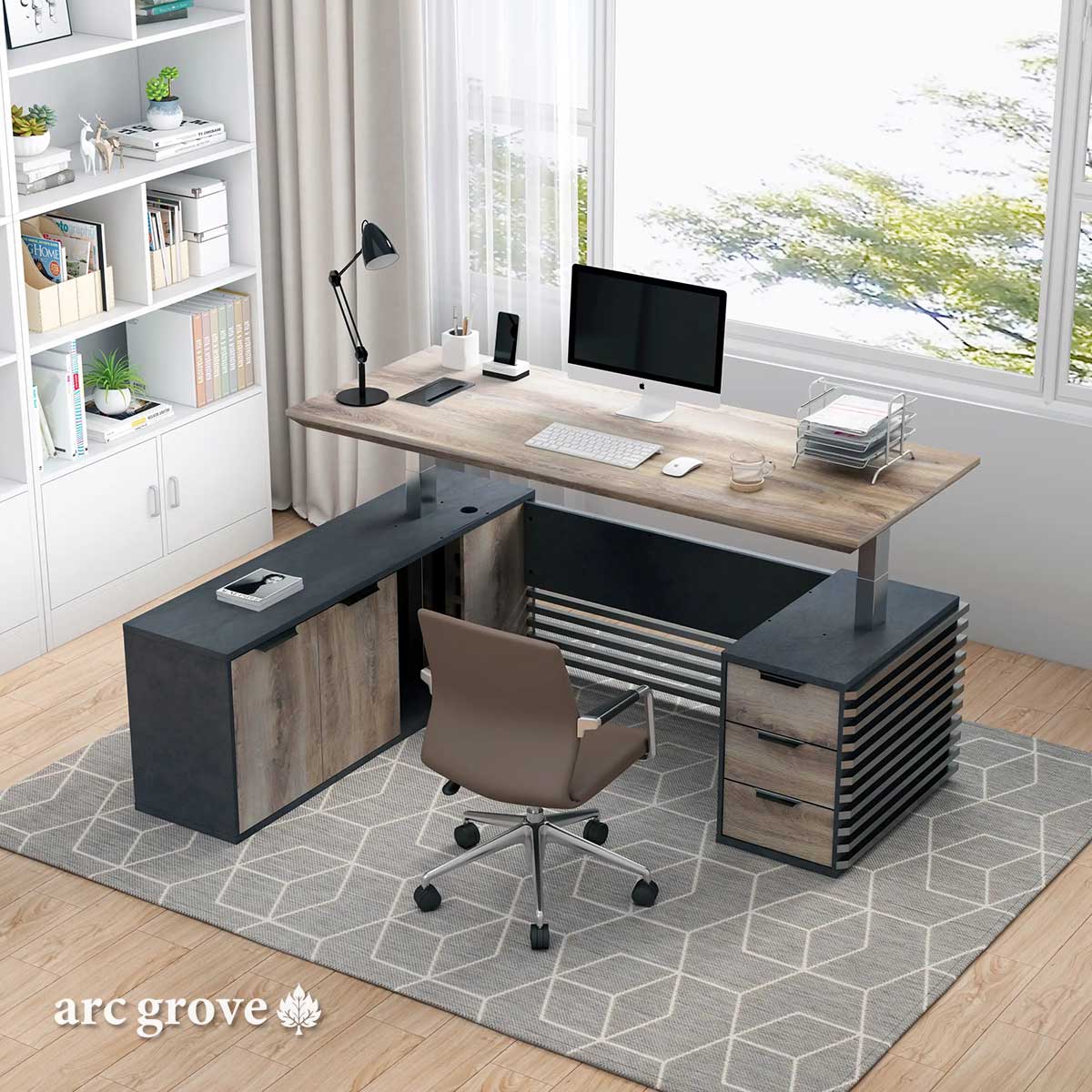 Anderson · L - Shaped Executive Standing Desk, Adjustable Height - The Chrome Cart
