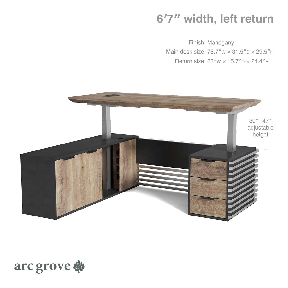 Anderson · L - Shaped Executive Standing Desk, Adjustable Height - The Chrome Cart