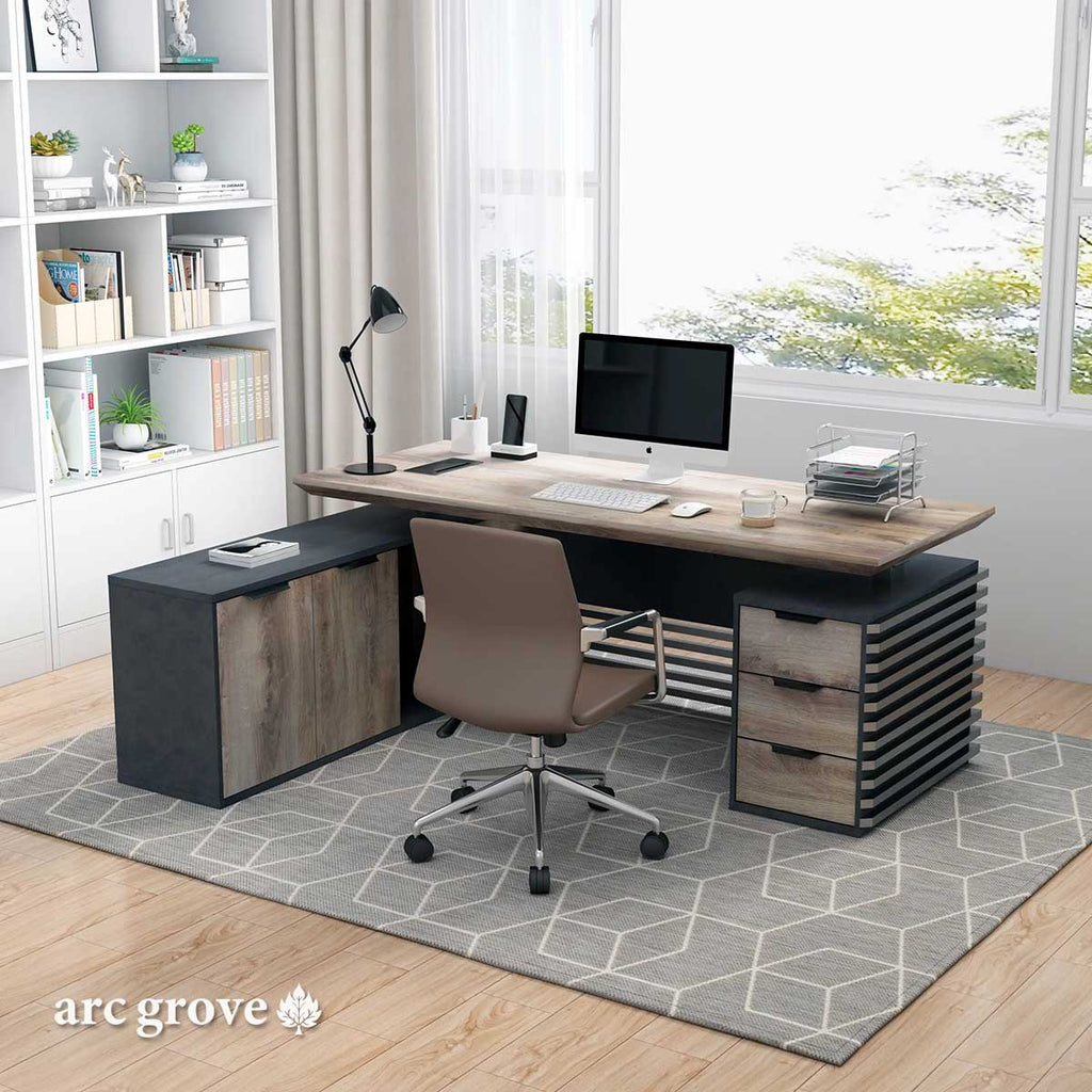 Anderson · L - Shaped Executive Standing Desk, Adjustable Height - The Chrome Cart
