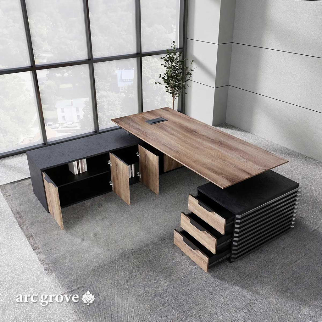 Anderson · L - Shaped Executive Standing Desk, Adjustable Height - The Chrome Cart