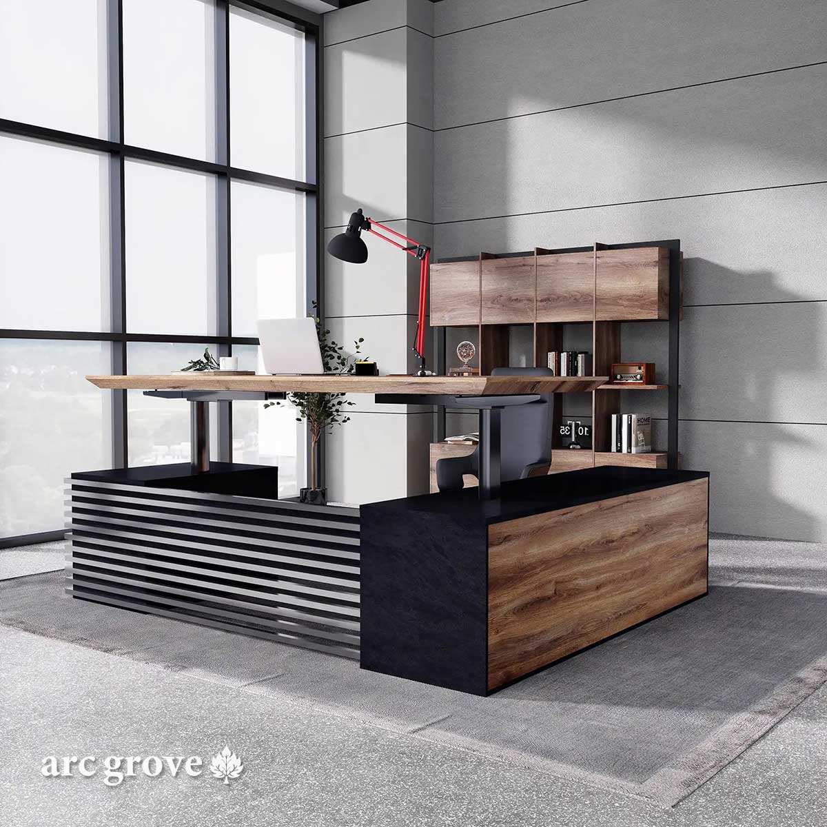 Anderson · L - Shaped Executive Standing Desk, Adjustable Height - The Chrome Cart