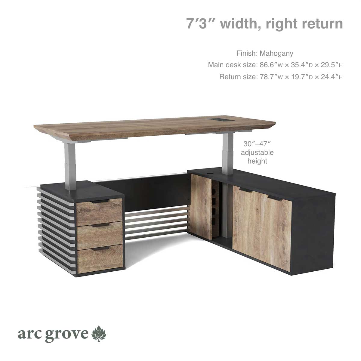 Anderson · L - Shaped Executive Standing Desk, Adjustable Height - The Chrome Cart