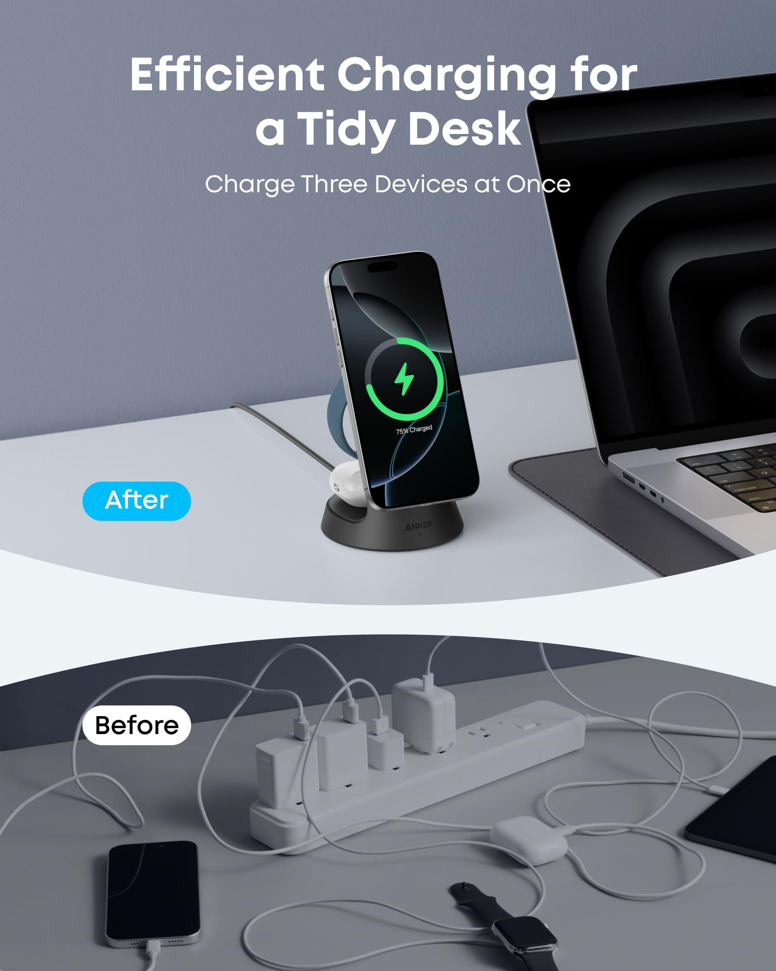 Anker MagGo Wireless Charging Station (3 - in - 1, Dock Stand) - The Chrome Cart