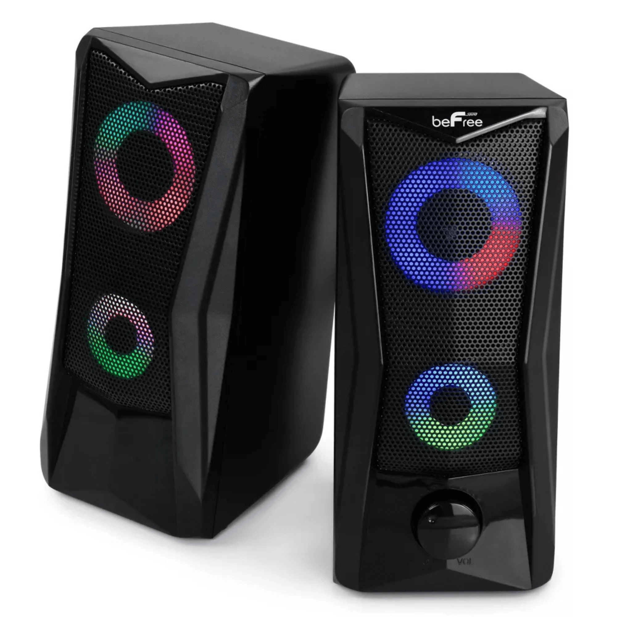 beFree Sound Dual Computer Gaming Speakers - The Chrome Cart