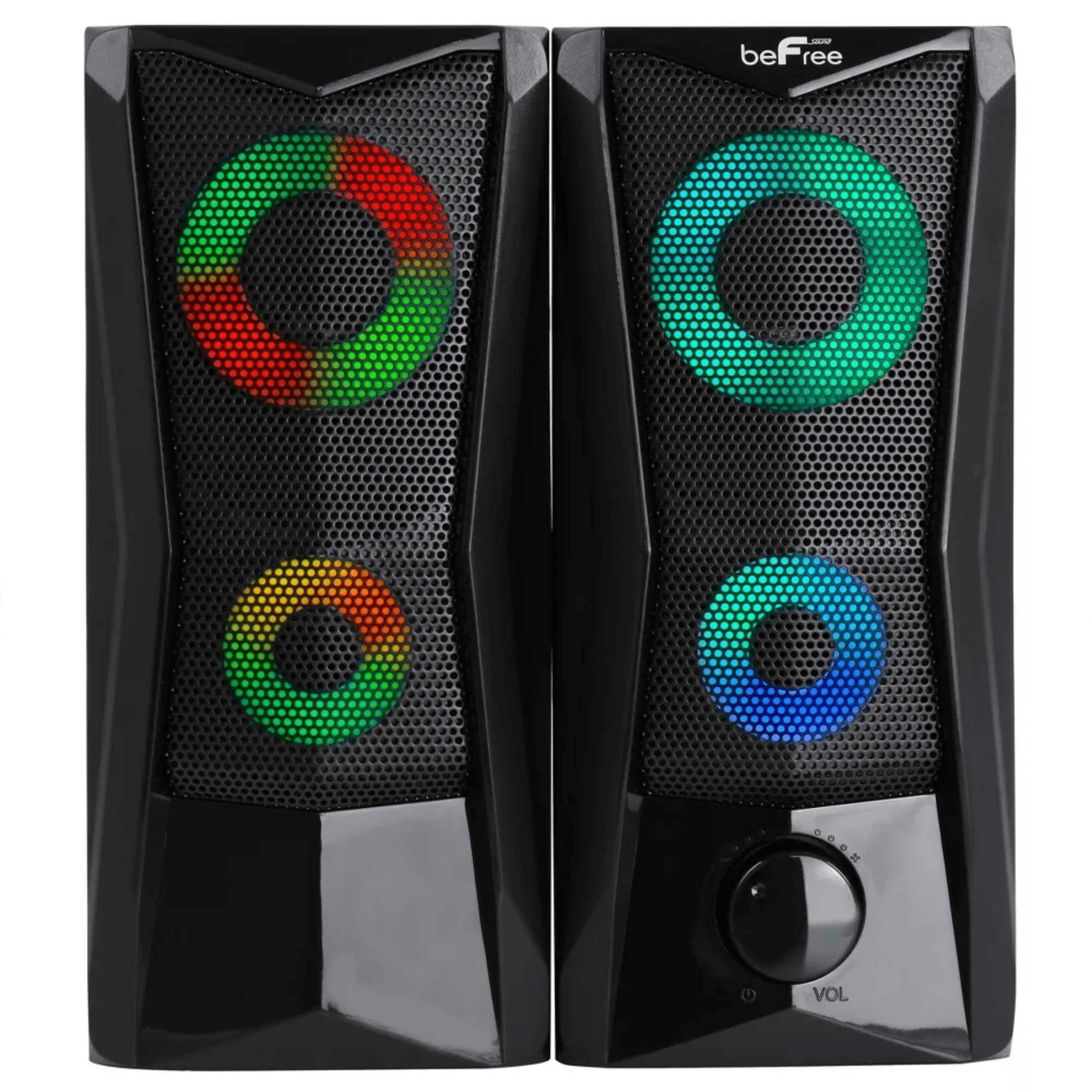 beFree Sound Dual Computer Gaming Speakers - The Chrome Cart