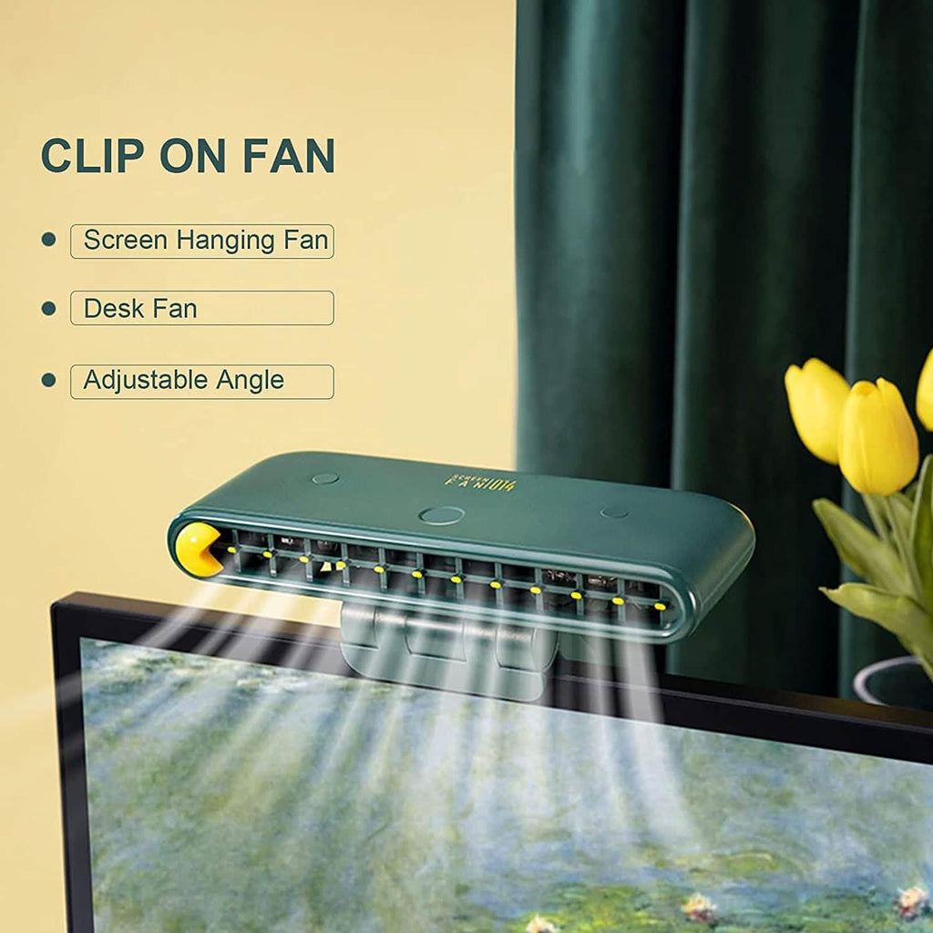 Computer Screen Hanging Fan with Phone Holder - The Chrome Cart