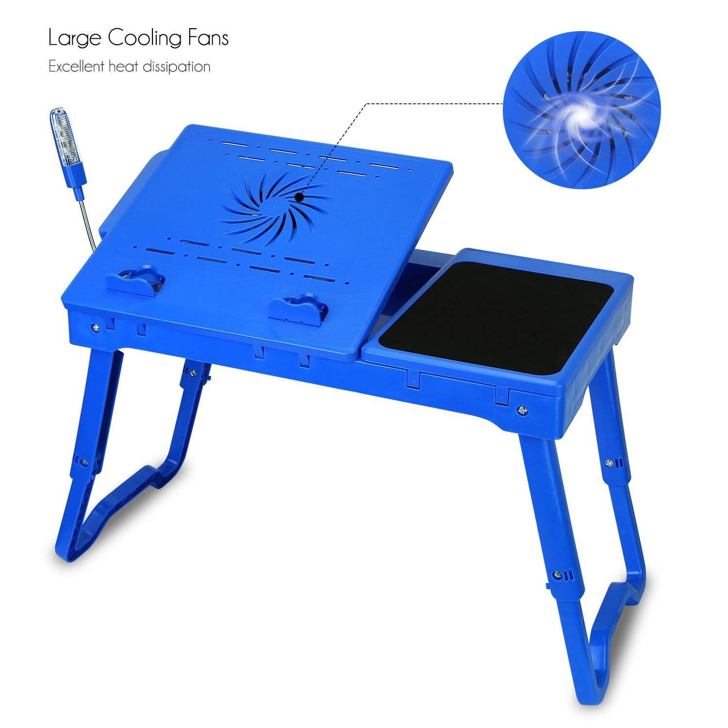 Foldable Laptop Table Bed Notebook Desk with Cooling Fan Mouse Board - The Chrome Cart