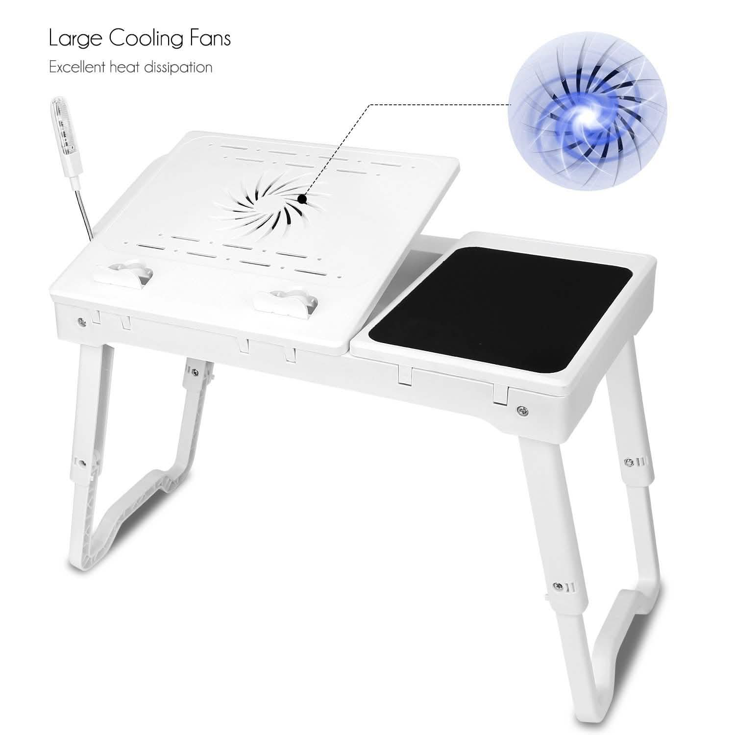 Foldable Laptop Table Bed Notebook Desk with Cooling Fan Mouse Board - The Chrome Cart