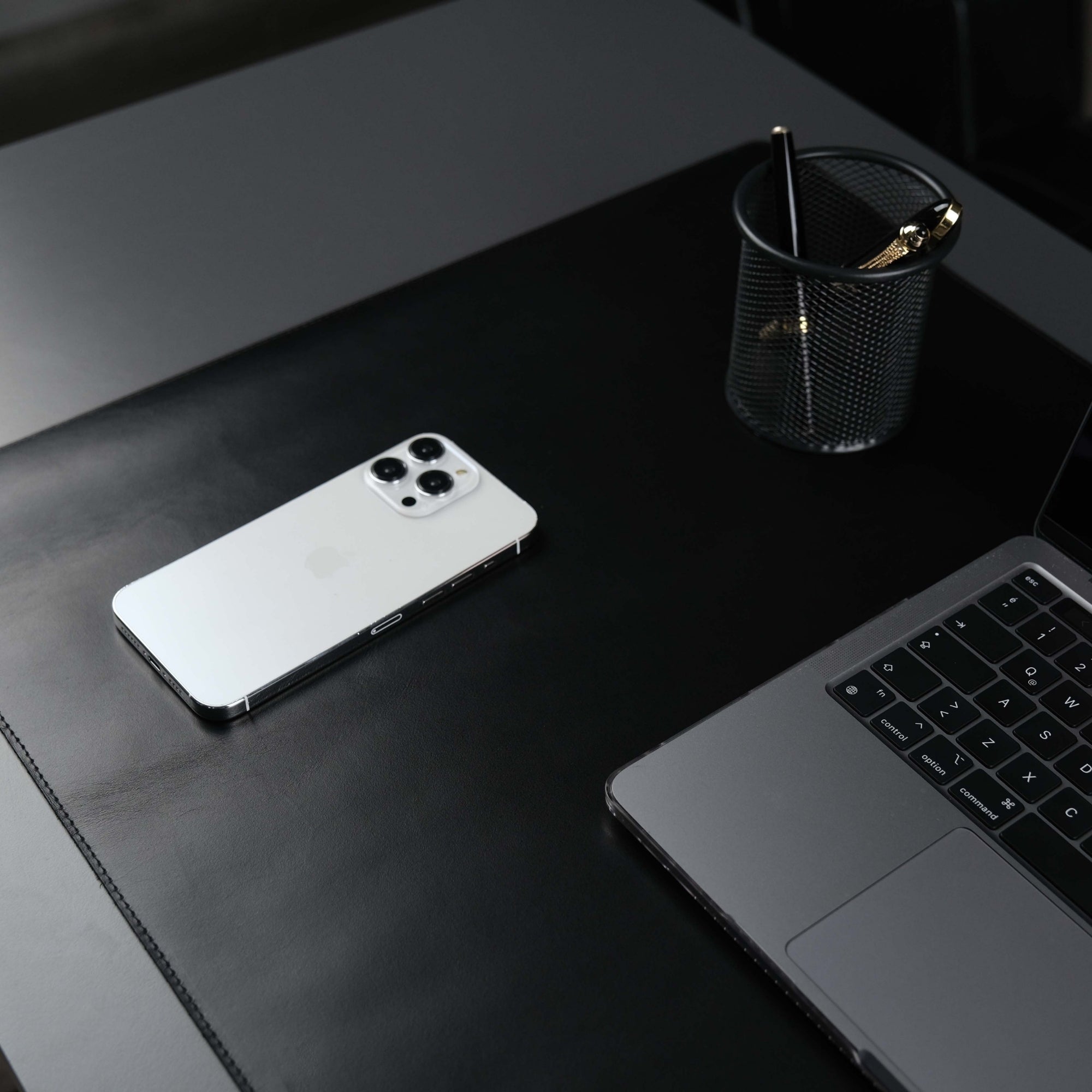Jersey Black Leather Desk Pad for Office and Home - The Chrome Cart