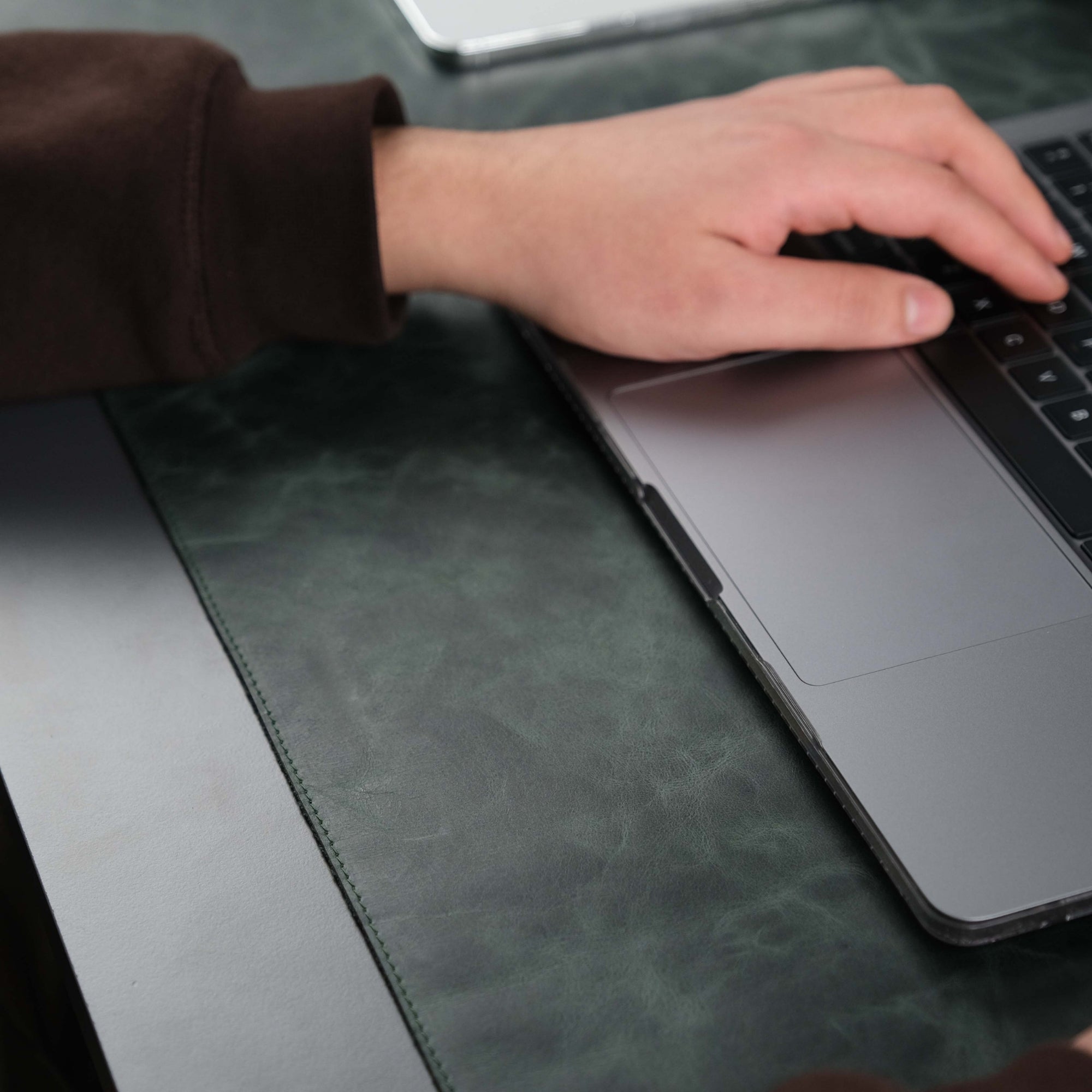 Jersey Dark Green Leather Desk Pad for Office and Home - The Chrome Cart