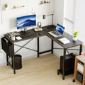 L - Shaped Corner Computer Desk with Storage Pocket | Wooden Home Office / Gaming - The Chrome Cart