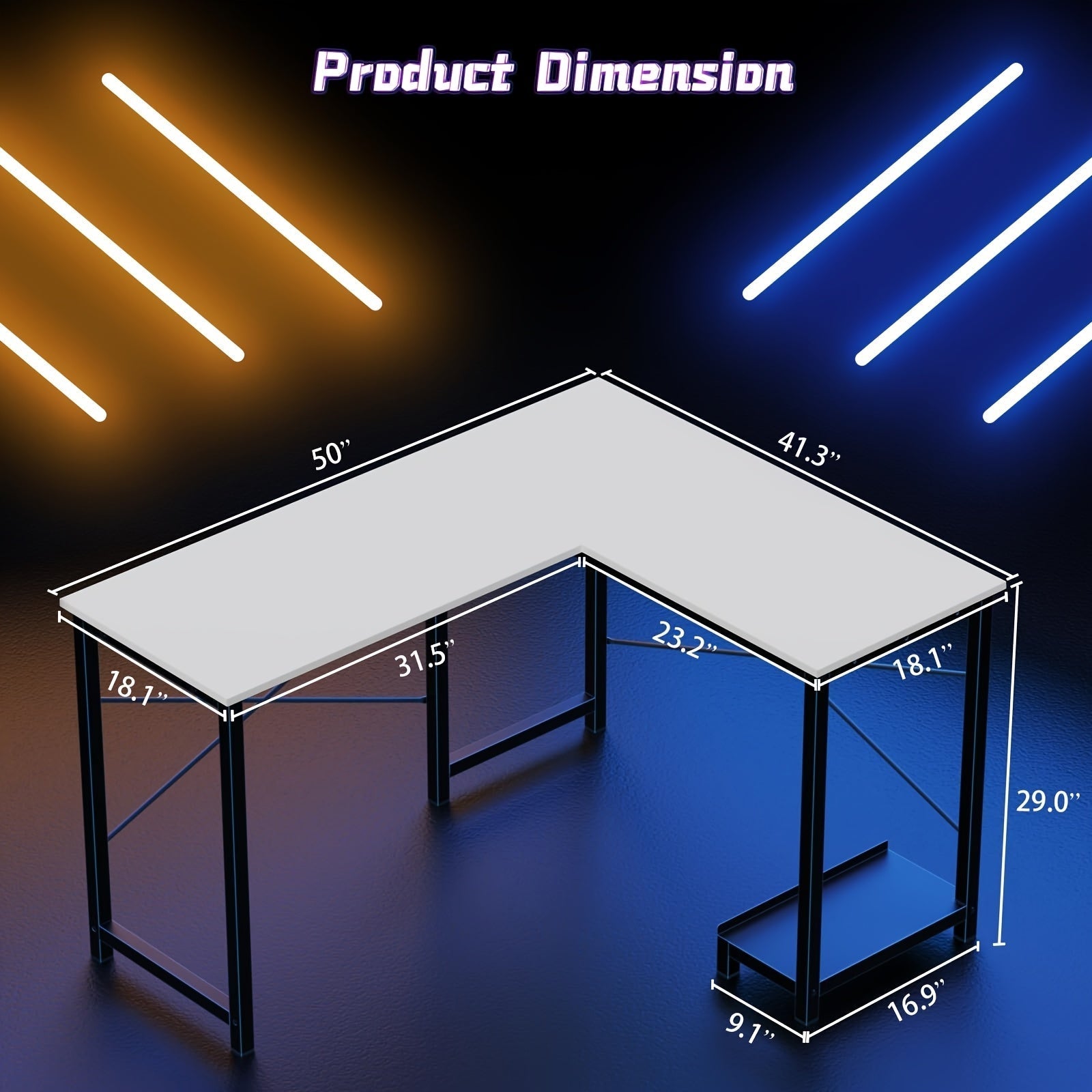 L - Shaped Corner Computer Desk with Storage Pocket | Wooden Home Office / Gaming - The Chrome Cart