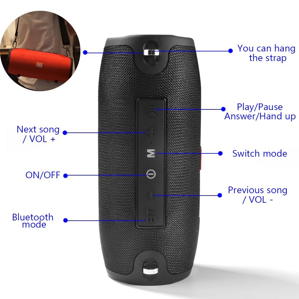 Large Waterproof Wireless Portable Bluetooth Speaker With Strap - The Chrome Cart