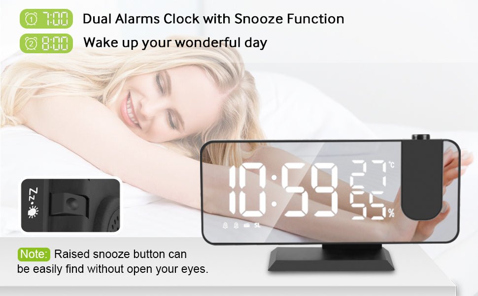 LED Projection Digital Alarm Clock Phone Charger - The Chrome Cart