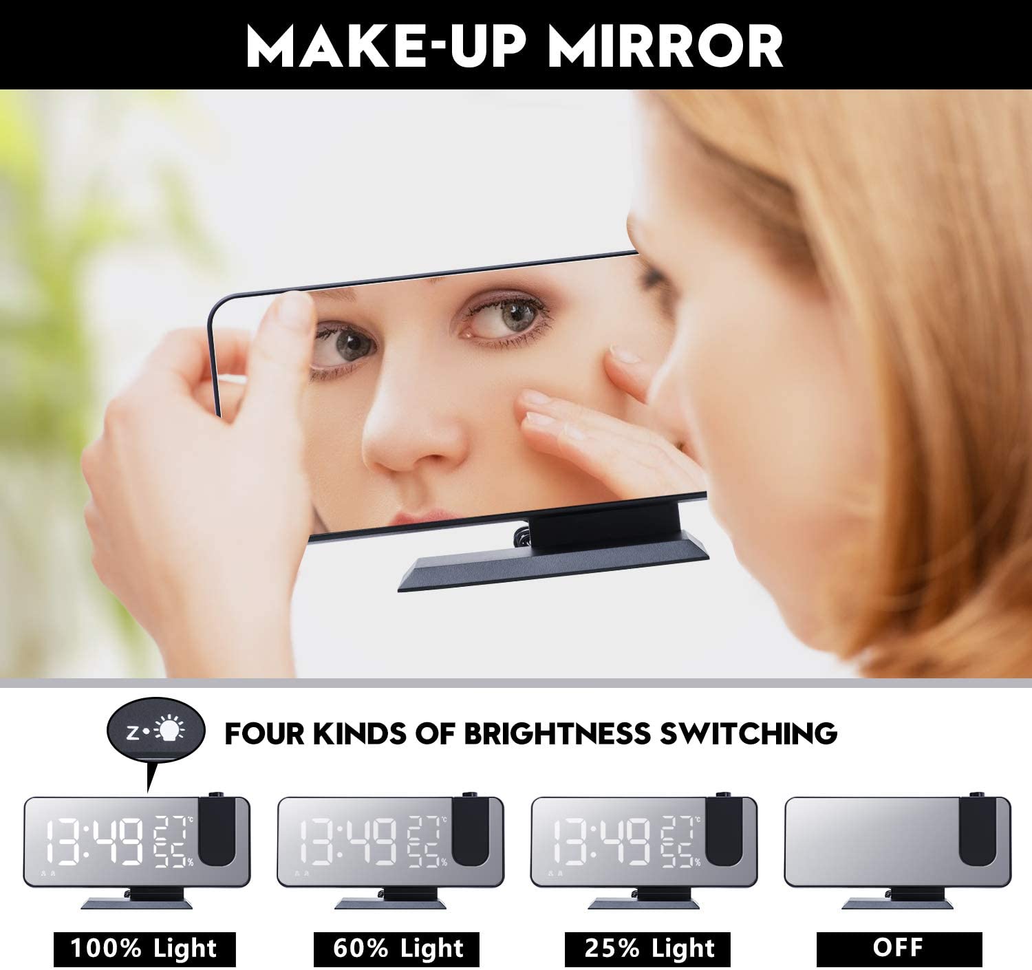 LED Projection Digital Alarm Clock Phone Charger - The Chrome Cart