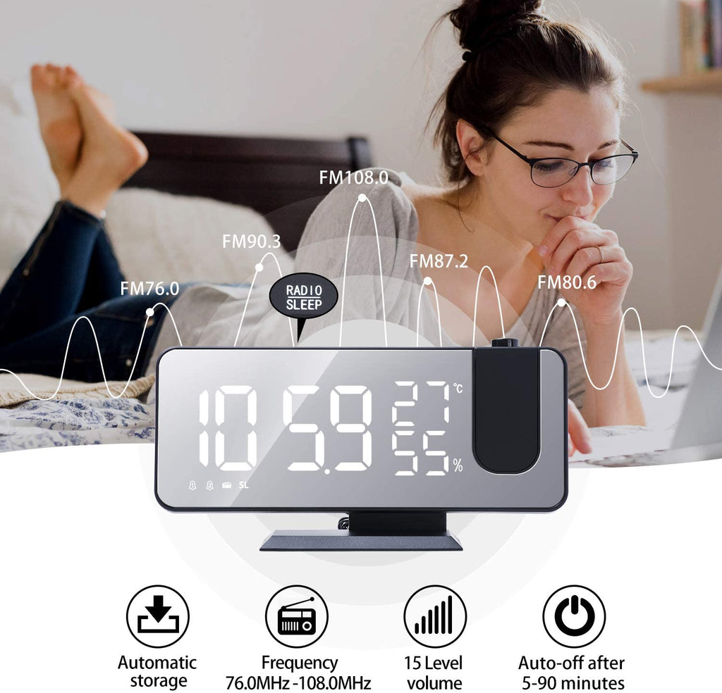 LED Projection Digital Alarm Clock Phone Charger - The Chrome Cart