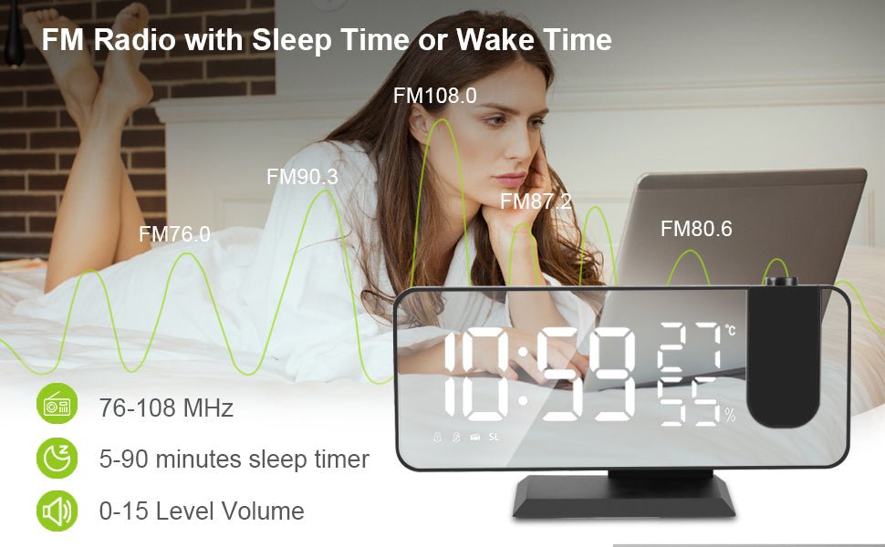 LED Projection Digital Alarm Clock Phone Charger - The Chrome Cart