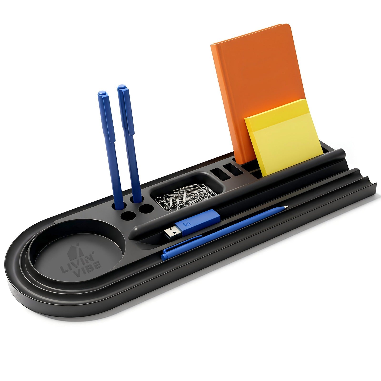 Silicone Desk Organizer Tray | Tech & Office Accessory Holder for iPhone, iPad, Mobile Phones, Tablets, Pens 15.25” × 5.5” - The Chrome Cart