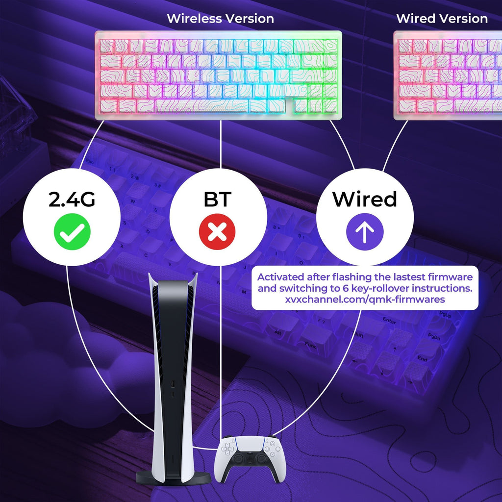 XVX M67 JadeStone VIA Tri - Mode Mechanical Keyboard with IMD - Tech Keycaps (Stellar White) - The Chrome Cart