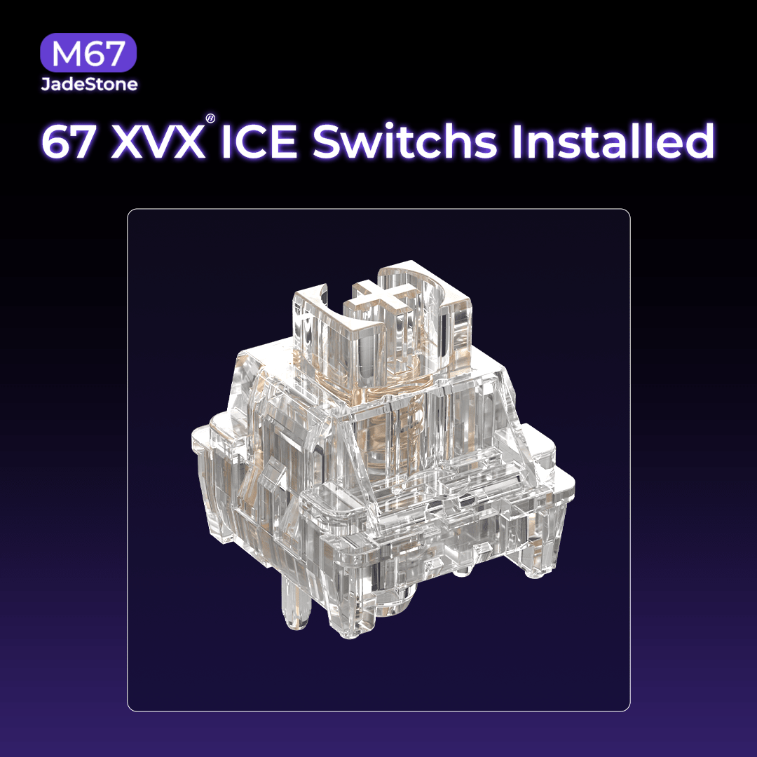 XVX M67 JadeStone VIA Tri - Mode Mechanical Keyboard with IMD - Tech Keycaps (Stellar White) - The Chrome Cart